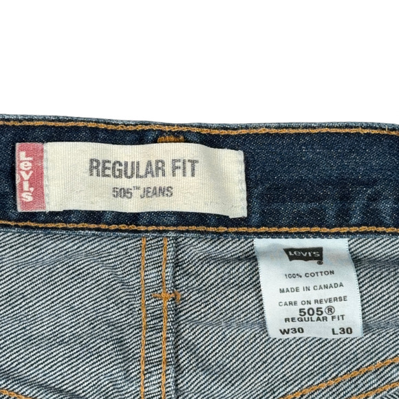 Vintage 505 Levis Jeans Mens 30x30 Blue Regular Straight Dark Wash Denim Y2K - Picture 5 of 10